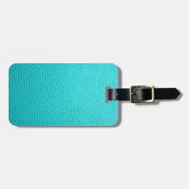 Turquoise Blue Leather Texture Pattern Luggage Tag (Front Horizontal)