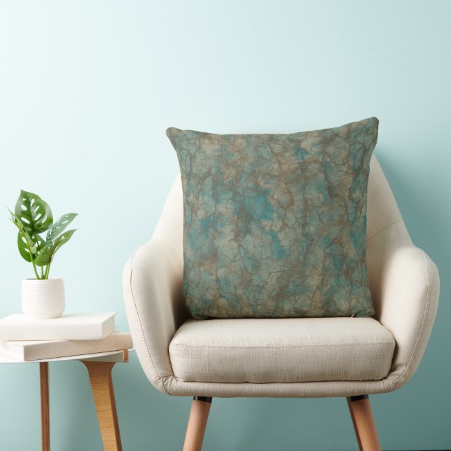 Turquoise Blue Leather Throw Pillow (Chair)