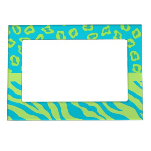Turquoise Blue Lime Green Zebra Leopard Skin Photo Magnetic Picture Frame