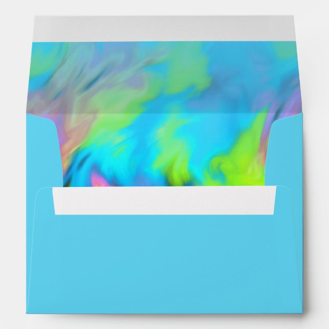 Turquoise Blue Lime Pink Tie Dye Envelope (Back (Bottom))