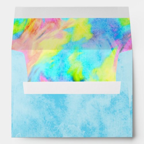 Turquoise Blue Lime Pink Tie Dye Envelope