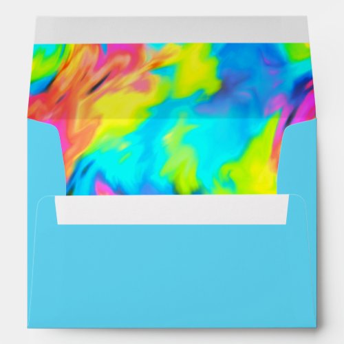 Turquoise Blue Lime Pink Tie Dye Envelope