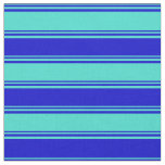 [ Thumbnail: Turquoise & Blue Lines Pattern Fabric ]