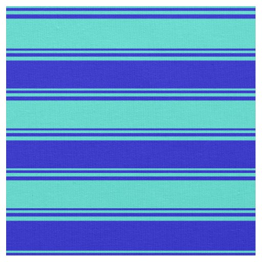 Turquoise & Blue Lines Pattern Fabric
