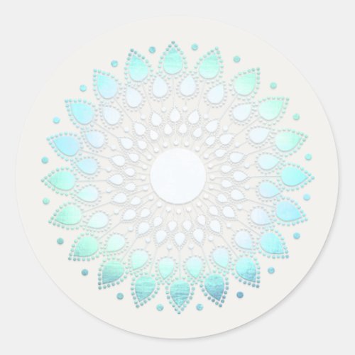 Turquoise Blue Lotus Mandala Spa and Beauty Classic Round Sticker