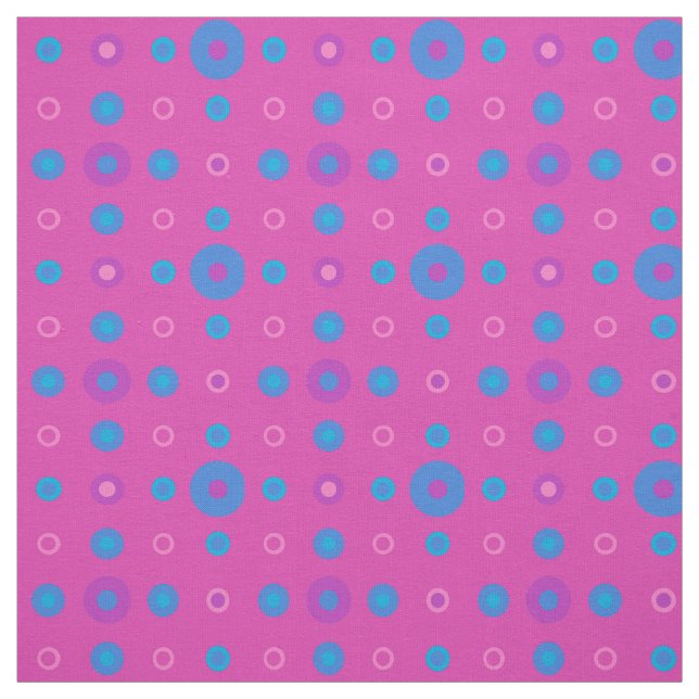 Turquoise, Blue, Magenta, Purple Polka Dot Pattern Fabric (Swatch)
