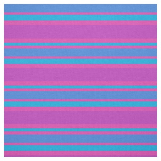 Turquoise, Blue, Magenta, Purple Striped Pattern Fabric