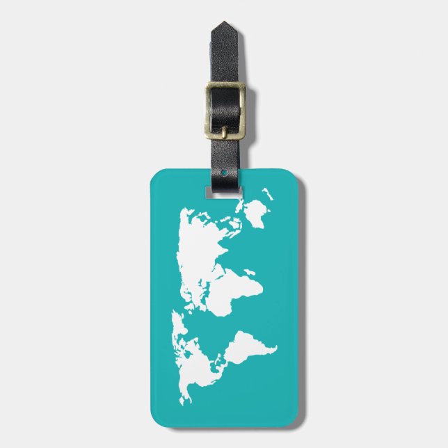turquoise blue map luggage tag (Front Vertical)