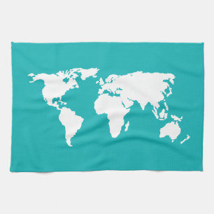 turquoise blue map towel
