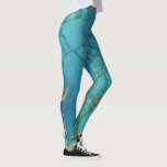 Turquoise Blue Marble Gold Metallic Stone Leggings<br><div class="desc">This design was created through digital art. It may be personalized by clicking the customize button and changing the color, adding a name, initials or your favorite words. Contact me at colorflowcreations@gmail.com if you with to have this design on another product. Purchase my original abstract acrylic painting for sale at...</div>