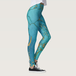 Renewold Blue Marble Texture Print Girls Capri Leggings Cute