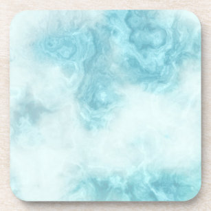 turquoise blue marble Plastic with Cork Beverage Coaster