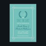 Turquoise Blue Medieval Wedding Save The Date Card<br><div class="desc">Classic and vintage save the date card with monogram of bride and groom. Decorated with swirl and curl Victorian style frame and laurel wreath. Perfect for medieval or renaissance theme wedding. You can customize the wording to fit any occasion such as bridal shower, engagement party, anniversary or any romantic celebration...</div>