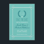 Turquoise Blue Medieval Wedding Save The Date Card<br><div class="desc">Classic and vintage save the date card with monogram of bride and groom. Decorated with swirl and curl Victorian style frame and laurel wreath. Perfect for medieval or renaissance theme wedding. You can customize the wording to fit any occasion such as bridal shower, engagement party, anniversary or any romantic celebration...</div>