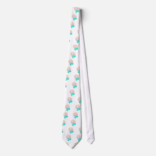 Turquoise Blue Mermaid Neck Tie (Front)