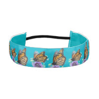 Turquoise Blue Monarch Butterfly Floral Head Band