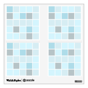 Turquoise blue mosaic square tile wall decal set