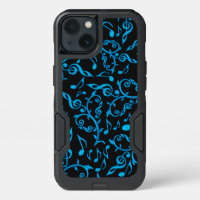 Turquoise Blue Music Notes On Black Otterbox Case