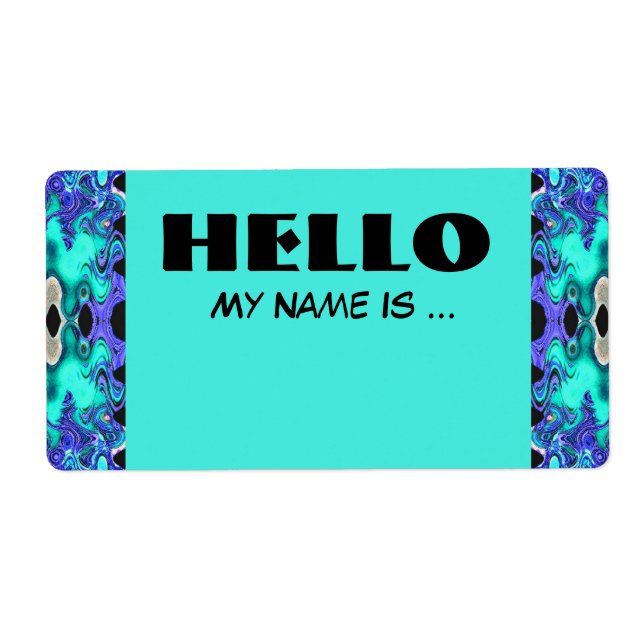 Turquoise Blue name badge Label (Front)