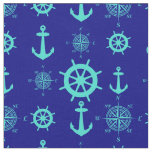 Turquoise Blue Nautical Pattern Fabric