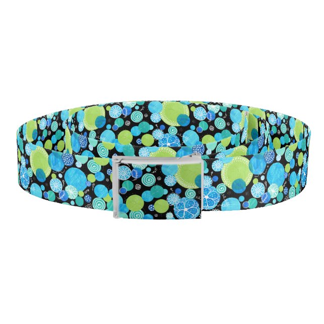 Turquoise Blue Neon Green Emerald Quirky Abstract Belt (Coil)
