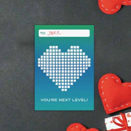 Turquoise Blue Next Level Gamer Valentine Invitation