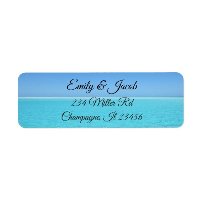 Turquoise Blue Ocean Beach Return Address Labels (Front)