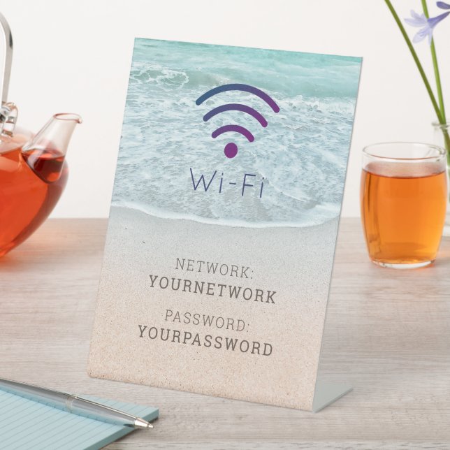 Turquoise Blue Ocean Beach Wi-Fi Sign (In SItu)