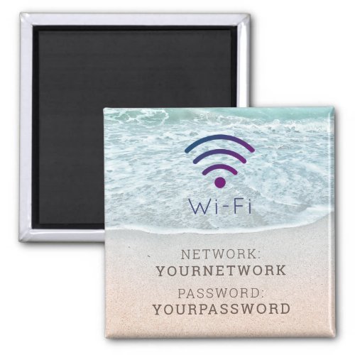 Turquoise Blue Ocean Beach Wi_Fi Sign Magnet