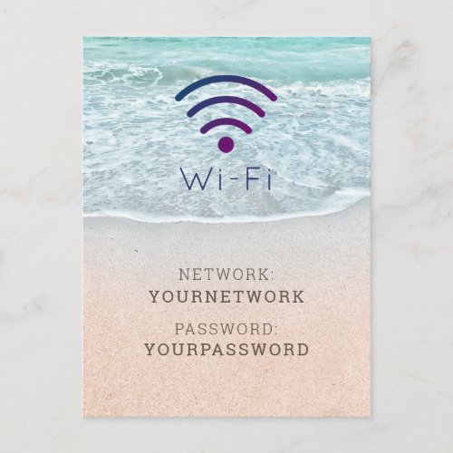 Turquoise Blue Ocean Beach Wi_Fi Sign Postcard