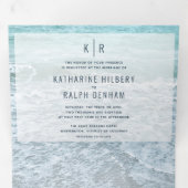 Turquoise Blue Ocean Photo Wedding All in One Tri-Fold Invitation (Inside First)