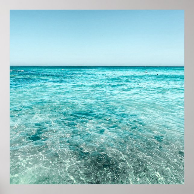 Turquoise Blue Ocean Photography Poster (Front)