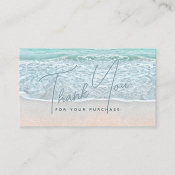 Turquoise Blue Ocean Sandy Beach Thank You Business Card by rikkas at Zazzle