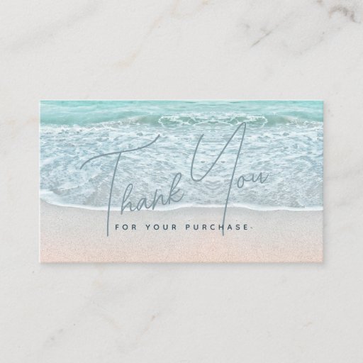 Customizable Turquoise Blue Ocean Sandy Beach Thank You Business Card