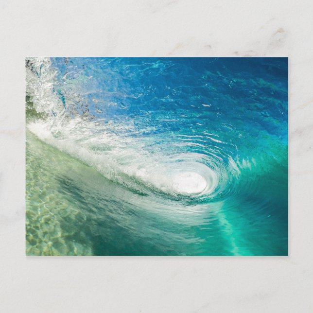 Turquoise Blue Ocean Wave Tunnel Postcard (Front)