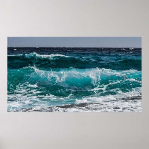 Turquoise Blue Ocean Waves Poster