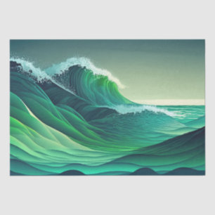 Turquoise Blue Ocean Waves Tissue Paper