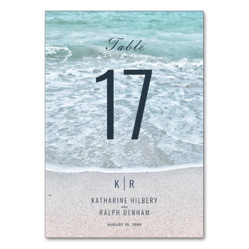 Turquoise Blue Ocean Wedding Table Number