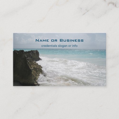 Turquoise Blue Ocean with Foamy Waves Seascape Business Card