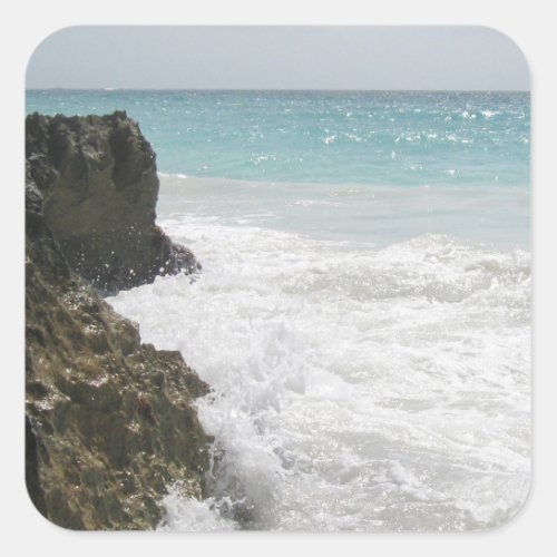 Turquoise Blue Ocean with Foamy Waves Seascape Square Sticker
