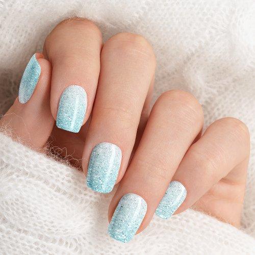 Turquoise Blue Ombre Glam Glitter Minx Nail Wraps