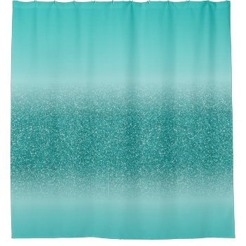 Turquoise Blue Ombre Glitter Look Shower Curtain by farmer77 at Zazzle