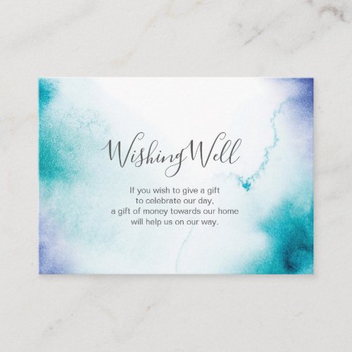 Turquoise Blue ombre watercolor Wishing Well card