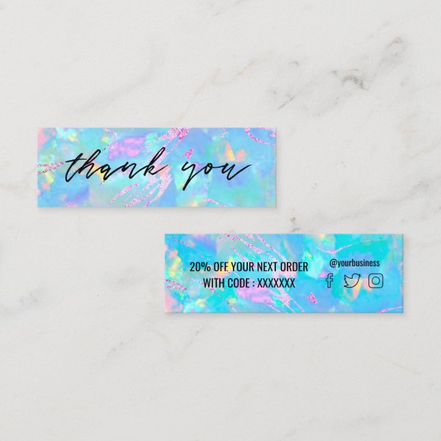 turquoise blue opal gemstone  mini business card (Front/Back)