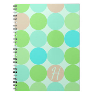 Turquoise Blue & Orange Circles Monogram Notebook