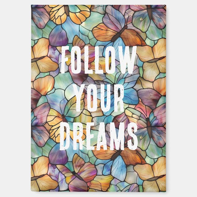 Turquoise Blue Orange Purple Butterflies Magnet (Front)
