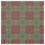 Turquoise Blue Orange Red Green Orient Bali Art Fabric