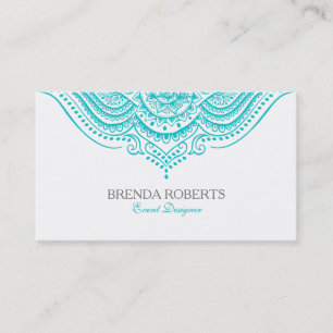 Turquoise-blue paisley lace mandala business card
