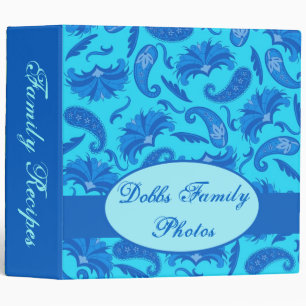 Turquoise & Blue Paisley Recipe Photo Memory Album 3 Ring Binder
