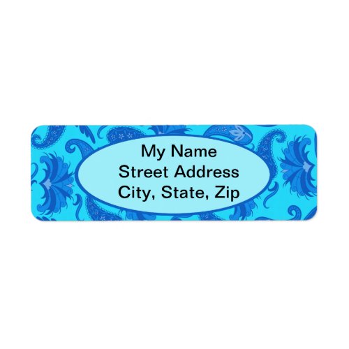 Turquoise  Blue Paisley Return Address Label
